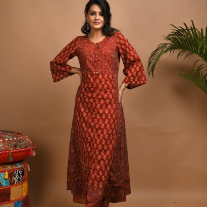 Kurti plazzo set red