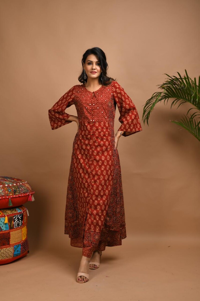 Kurti plazzo set red