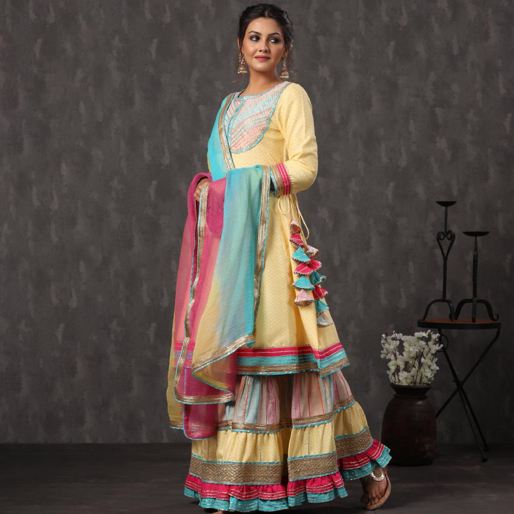 Beautiful Pure Georgette Thread Work Pakistani Sharara Suit